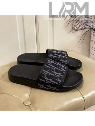 Dior Oblique Flat Slide Sandals Black 2021 (For Women and Men)