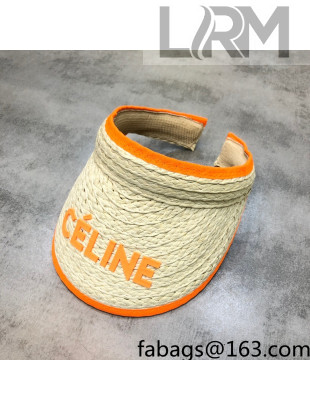 Celine Beige Straw Visor Hat Orange 2021