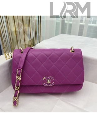 Chanel Quilted Lambskin Entwined Chain Large Flap Bag AS2319 Purple 2021 TOP