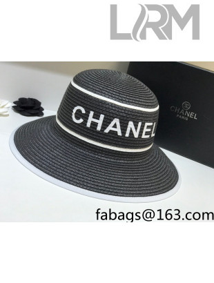 Chanel Straw Bucket Hat Black 2021 64