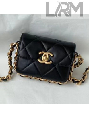 Chanel Calfskin Small Flap Coin Purse with Chain AS2376 Black 2021 TOP