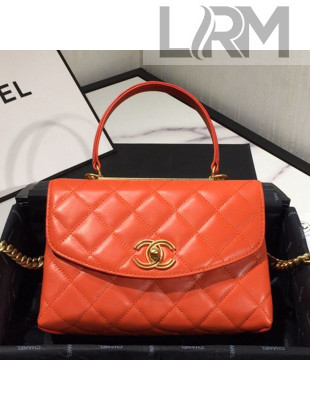 Chanel Quilted Lambskin Flap Bag with Top Handle AS1175 Red 2019