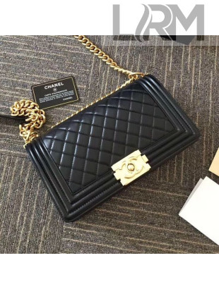 Chanel Quilted Lambskin Medium Boy Flap Bag with Gold Hardware(Top Quality)