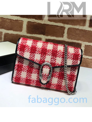 Gucci Ophidia Check Tweed Supreme Chain Wallet WOC 401231 Red/White 2020