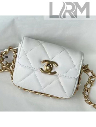 Chanel Calfskin Small Flap Coin Purse with Chain AS2376 White 2021 TOP