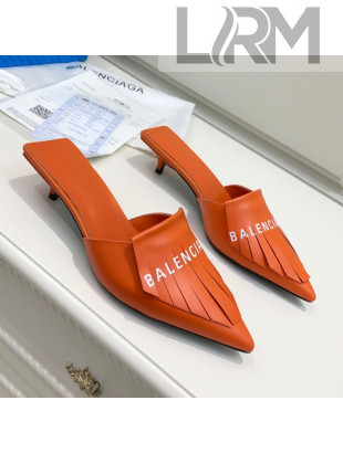 Balenciaga Tassel Heel Mules 3cm Orange 2021