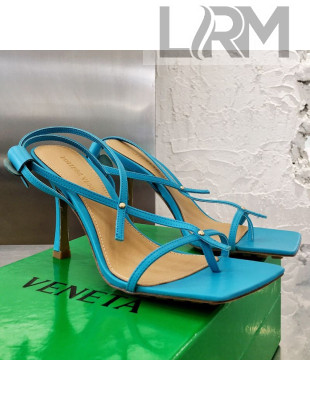 Bottega Veneta Stretch Lambskin Strap Sandals 9cm Blue 2021 12
