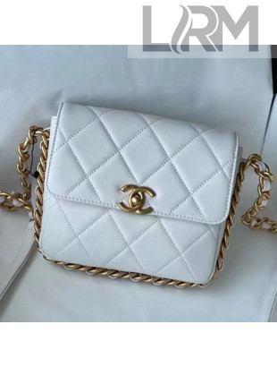 Chanel Calfskin Large Flap Coin Purse with Chain WOC AS2377 White 2021