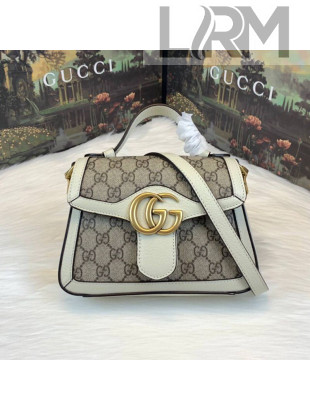 Gucci GG Leather Marmont Matelassé Mini Top Handle Bag Beige/White 2019