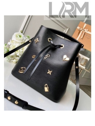 Louis Vuitton Love Lock NéoNoé Bucket Bag in Epi Leather M53237 Black 2019