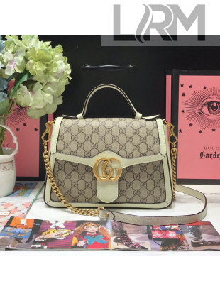 Gucci GG Leather Marmont Matelassé Small Top Handle Bag 498110 Beige/White 2019