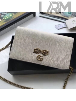 Gucci Leather Mini Bag With Bow 524293 White 2018