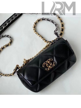 Chanel 19 Lambskin Glasses Case/Mini Bag with Classic Chain AP2044 Black 2021