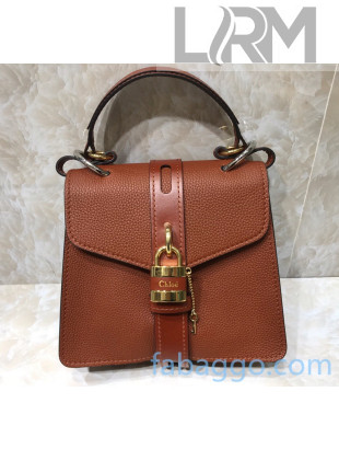 Chloe Grainy Calfskin Small Aby Shoulder Bag With Top Handle Brown 2020
