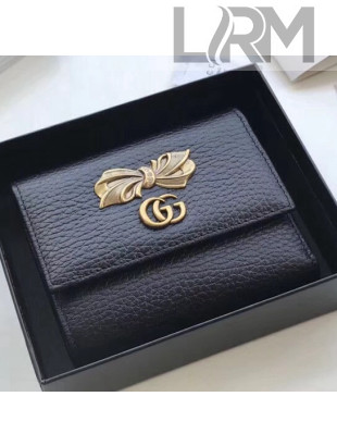 Gucci Leather Wallet With Bow ‎524294 Black 2018
