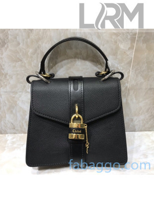 Chloe Grainy Calfskin Small Aby Shoulder Bag With Top Handle Black 2020