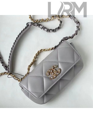 Chanel 19 Lambskin Glasses Case/Mini Bag with Classic Chain AP2044 Gray 2021