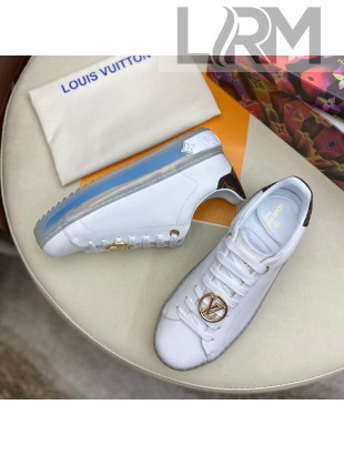 Louis Vuitton Time Out White Leather Sneakers 1A8NFV Blue 2020