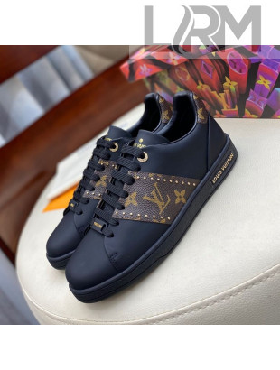Louis Vuitton Frontrow Leather and Studed Monogram Canvas Sneakers 1A8FJA Black 2020