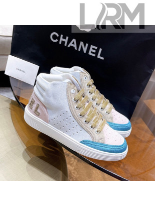 Chanel Velvet High-Top Sneakers Pink 2021 111102