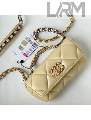 Chanel 19 Lambskin Glasses Case/Mini Bag with Classic Chain AP2044 Yellow 2021