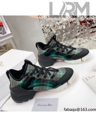 Dior D-Connect Sneaker in Plaid Technical Fabric DS21 Green 2021