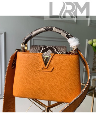 Louis Vuitton Capucines Mini with Python Skin Top Handle Bag Orange 2019
