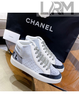 Chanel Velvet High-Top Sneakers Gray 2021 111104