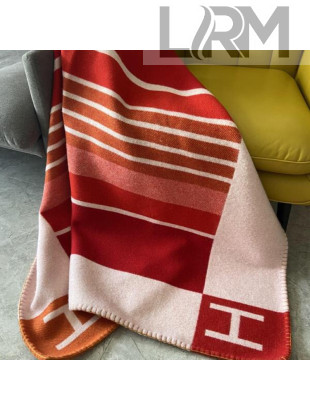 Hermes Striped Wool Blanket 135x170cm Orange 2021