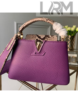 Louis Vuitton Capucines Mini with Python Skin Top Handle Bag Purple 2019