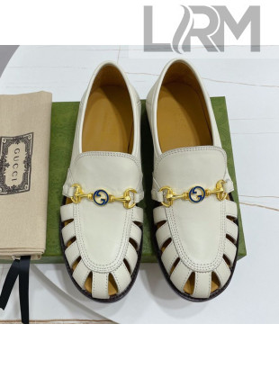 Gucci Calfskin Cut out Loafers White 2021