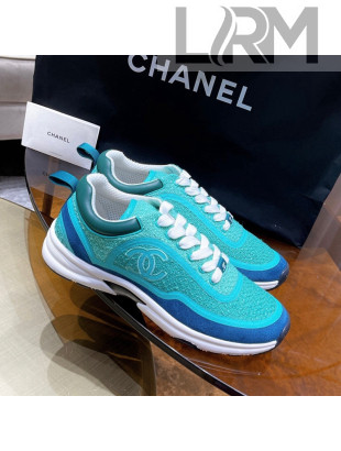 Chanel Tweed Sneakers G37122 Water Blue 2021 111106