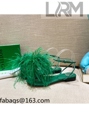 Bottega Veneta Feather Dot Flat Sandals Green 2021