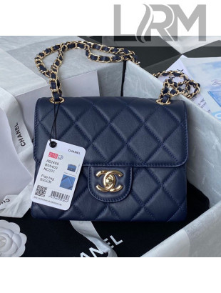 Chanel Calfskin Mini Sqaure Flap Bag AS2468 Navy Blue 2021