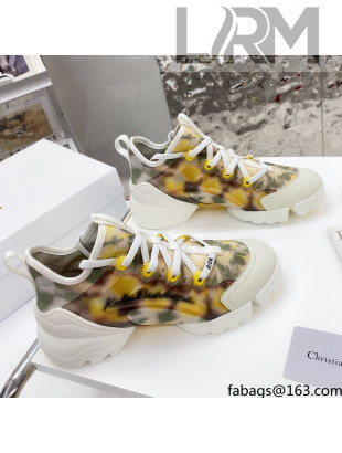 Dior D-Connect Sneaker in Zodiac Printed Technical Fabric DS15 Yellow 2021