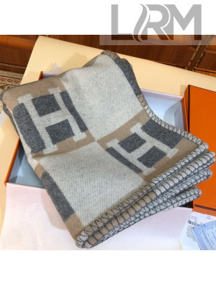 Hermes Wool Cashmere H Checker Blanket 180x135cm Grey 2019