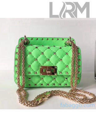 Valentino Rockstud Spike Soft Crinkle Lambskin Small Bag 0124 Green 2020