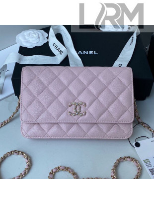 Chanel Grained Calfskin Wallet on Chain WOC AP2136 Pink 2021