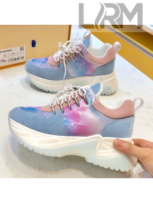 Louis Vuitton Run Away Pulse Suede and Iridescent Monogram Sneakers Light Blue 2019 (For Women and Men)
