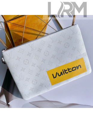 Louis Vuitton Men's LV Logos Zipped Pochette Chaine Pouch GM M68310 White 2019