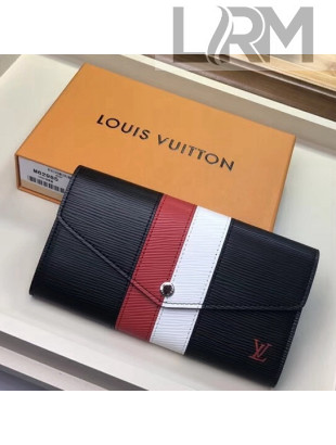 Louis Vuitton Stripes Epi Leather Sarah Wallet Black 2018