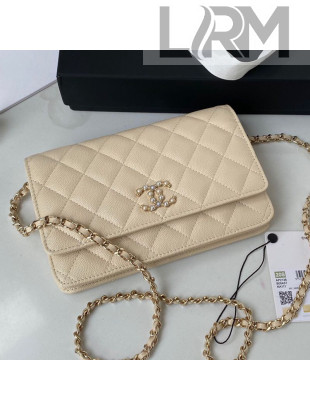 Chanel Grained Calfskin Wallet on Chain WOC AP2136 Beige 2021