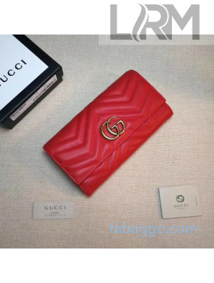 Gucci GG Marmont Leather Continental Wallet ‎443436 Red 2020