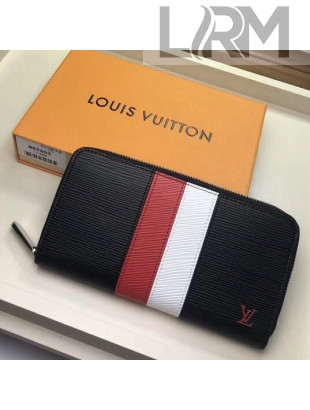 Louis Vuitton Stripes Epi Leather Zippy Wallet Black 2018