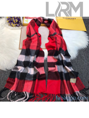 Burberry Cashmere Check Scarf Red 2020