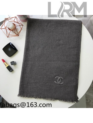 Chanel One-Stone Cashmere Scarf 65x190cm Grey 2021 110280