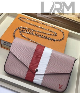 Louis Vuitton Stripes Epi Leather Pochette Felicie Bag Pink 2018