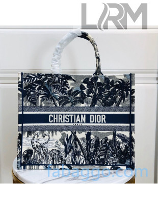Dior Book Tote in Blue Palm Tree Toile de Jouy Embroidery 2020