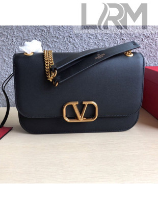 Valentino Large VLock Calfskin Shoulder Bag Black 2019