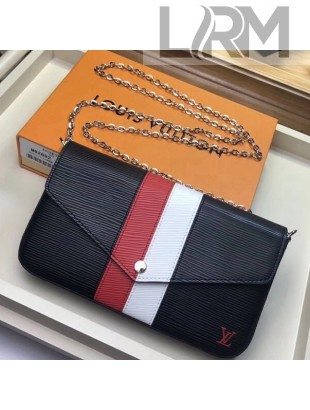 Louis Vuitton Stripes Epi Leather Pochette Felicie Bag Black 2018